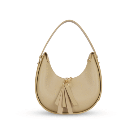 Beige hobo handbag with tassel detail – stylish shoulder bag by Senora Bags"